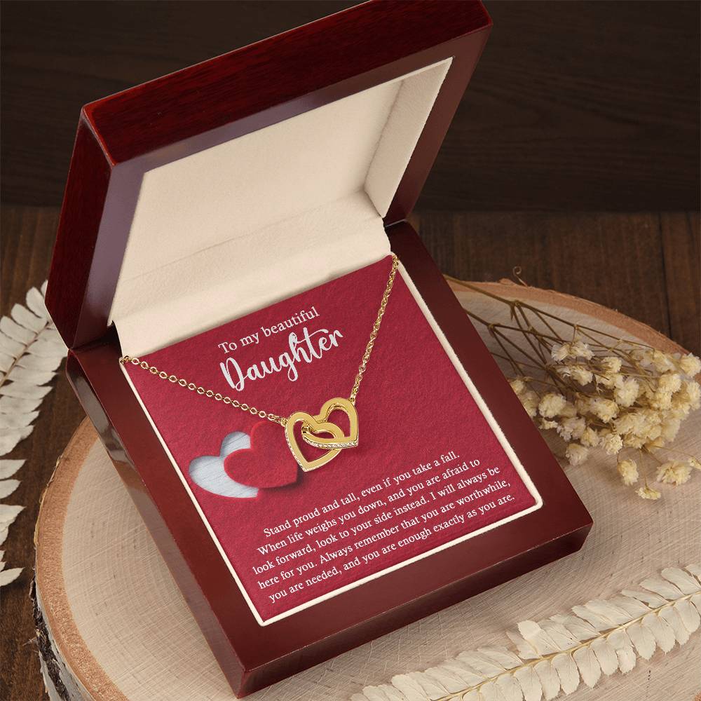 Stand Proud And Tall - Interlocking Hearts Necklace For Daughter