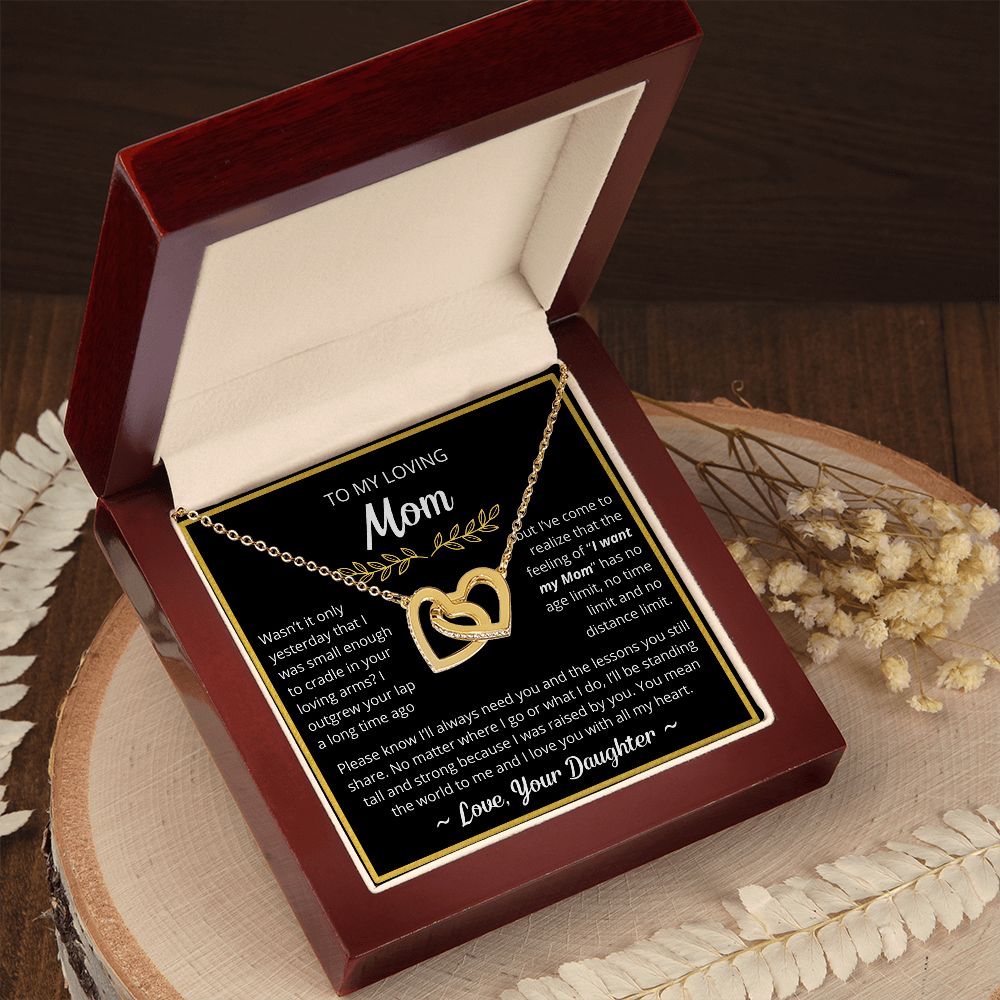 You Mean The World To Me - Interlocking Hearts Necklace For Mom