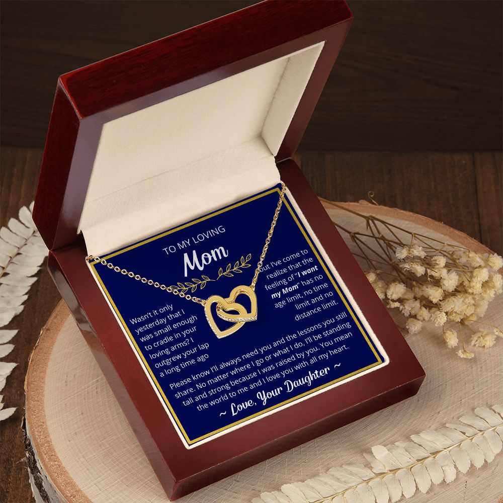 You Mean The World To Me - Interlocking Hearts Necklace For Mom