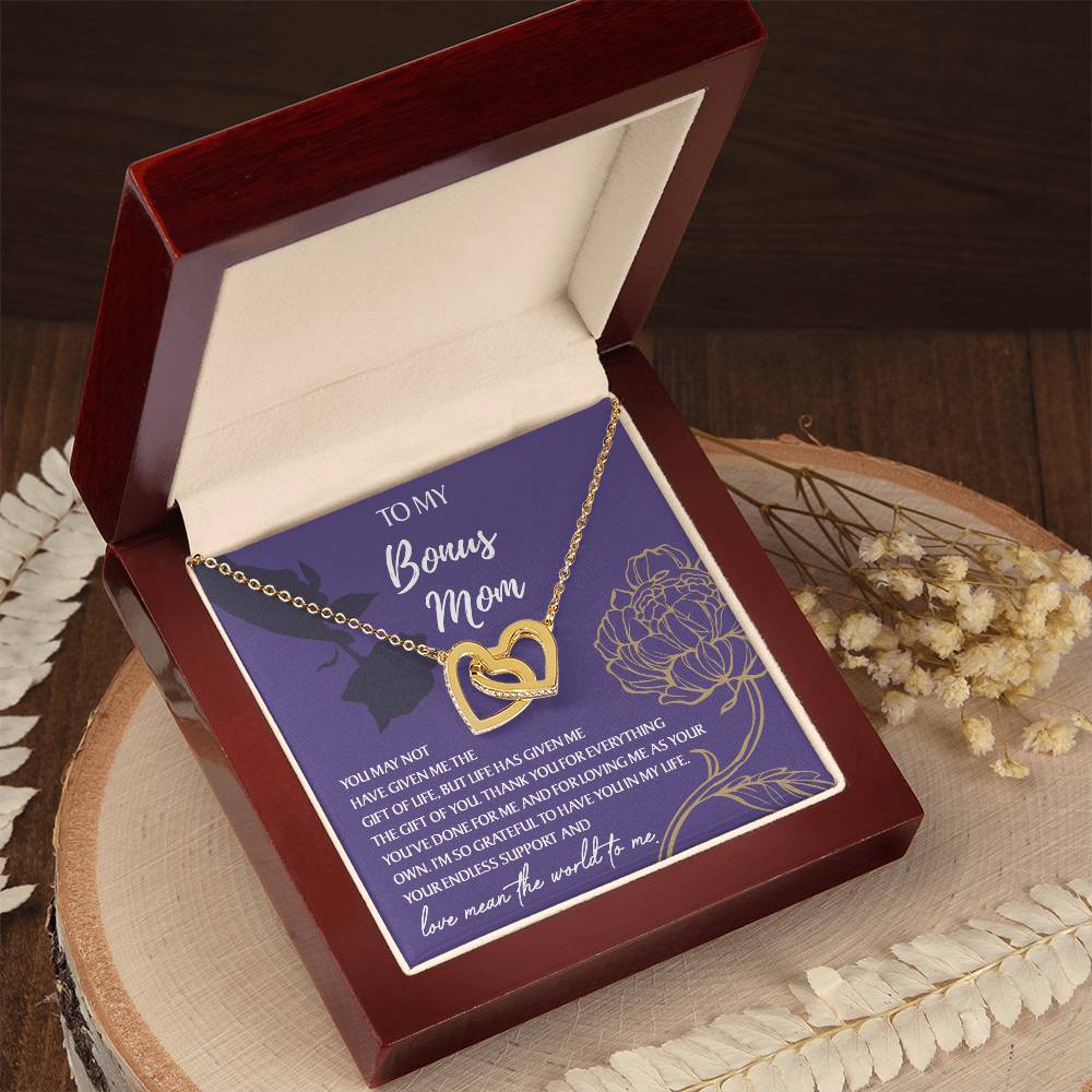 Endless support - Interlocking Hearts Necklace For Bonus Mom