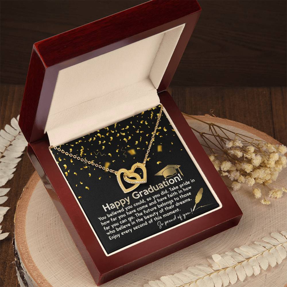 So Proud Of You - Interlocking Hearts Necklace For Graduate At Graduation