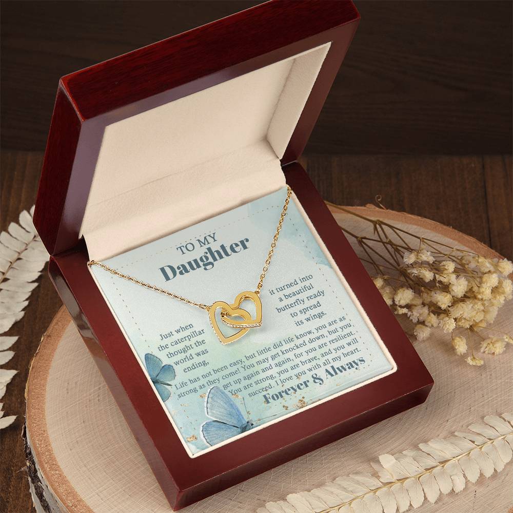 Beautiful Butterfly - Interlocking Hearts Necklace For Daughter