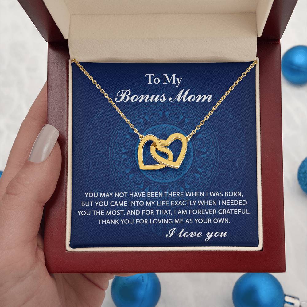 Exactly When I Needed You - Interlocking Hearts Necklace For Bonus Mom