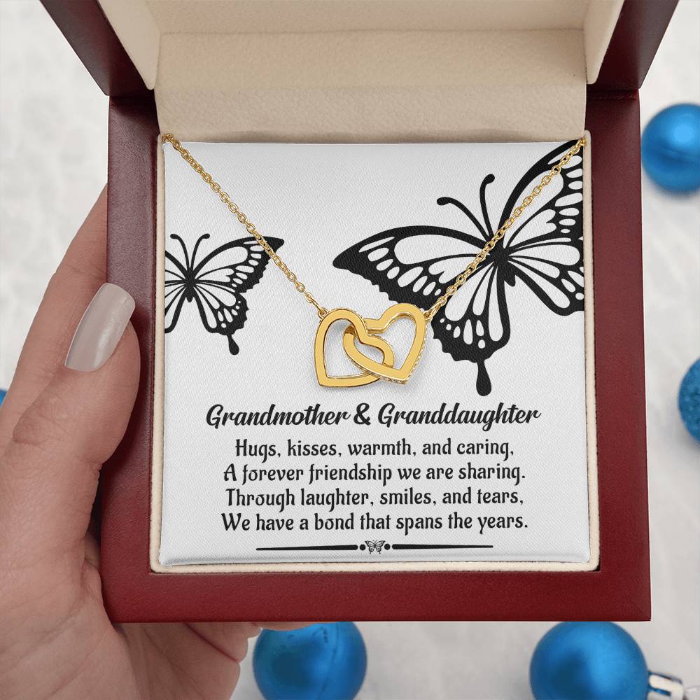 A Bond That Spans The Years - Interlocking Hearts Necklace For Grandma