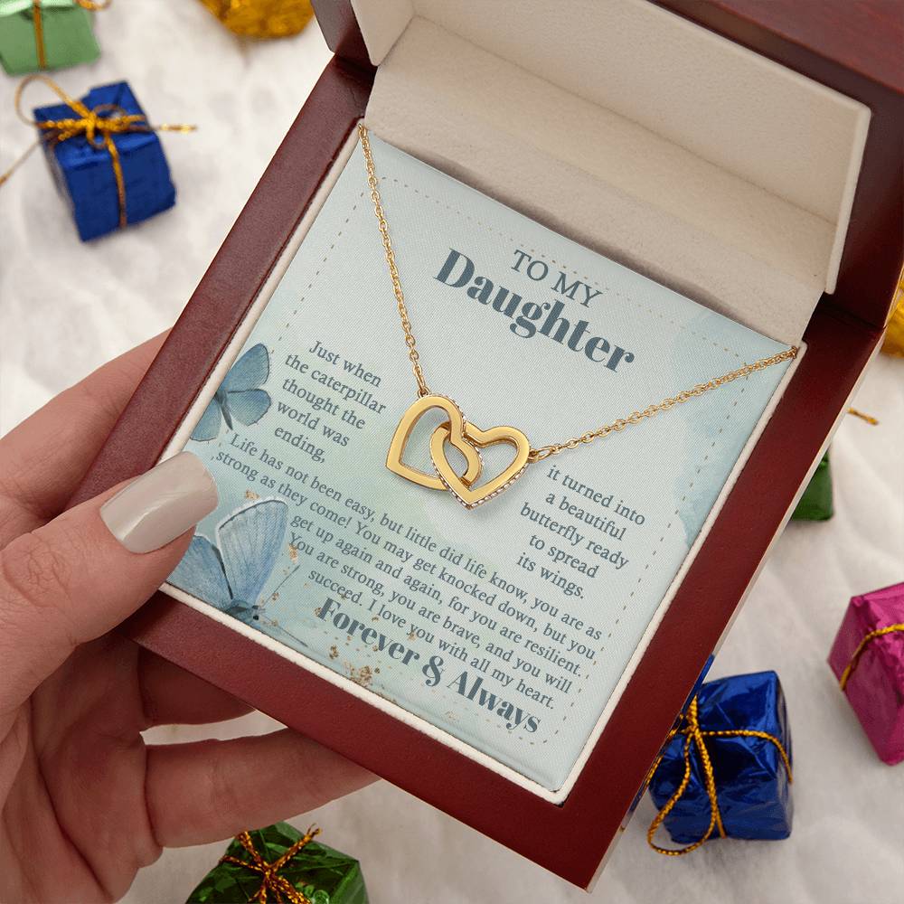 Beautiful Butterfly - Interlocking Hearts Necklace For Daughter