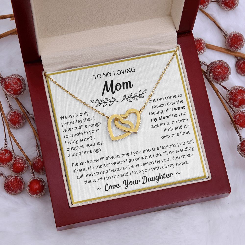 You Mean The World To Me - Interlocking Hearts Necklace For Mom
