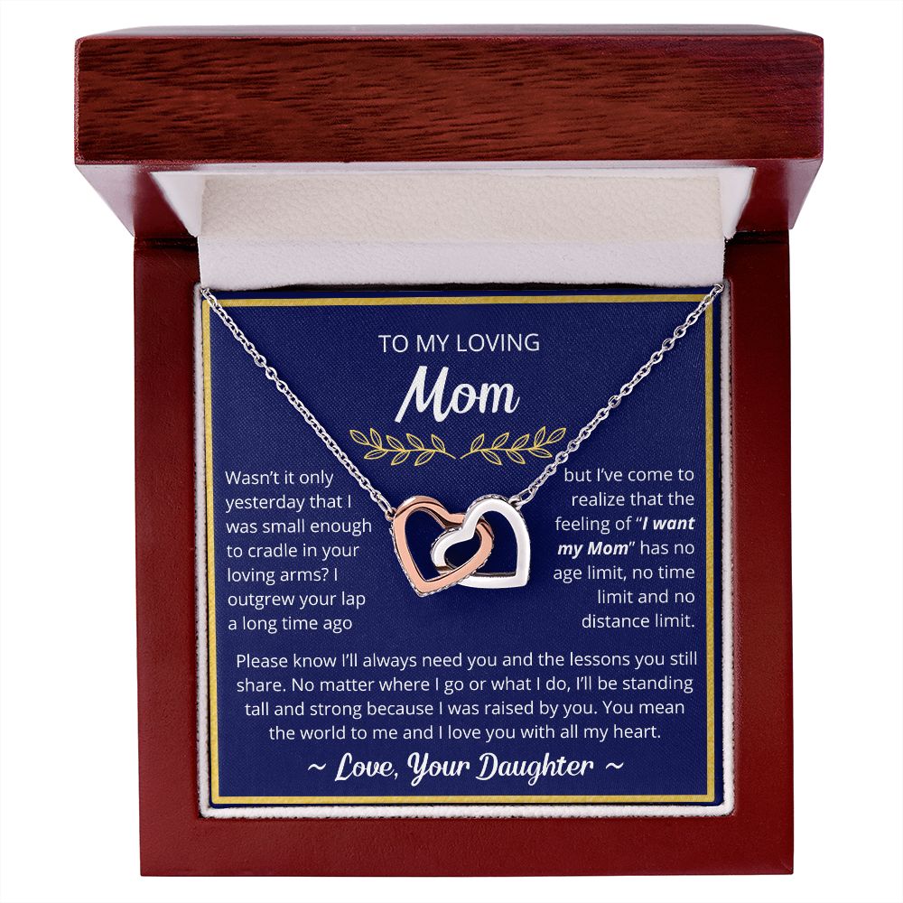 You Mean The World To Me - Interlocking Hearts Necklace For Mom