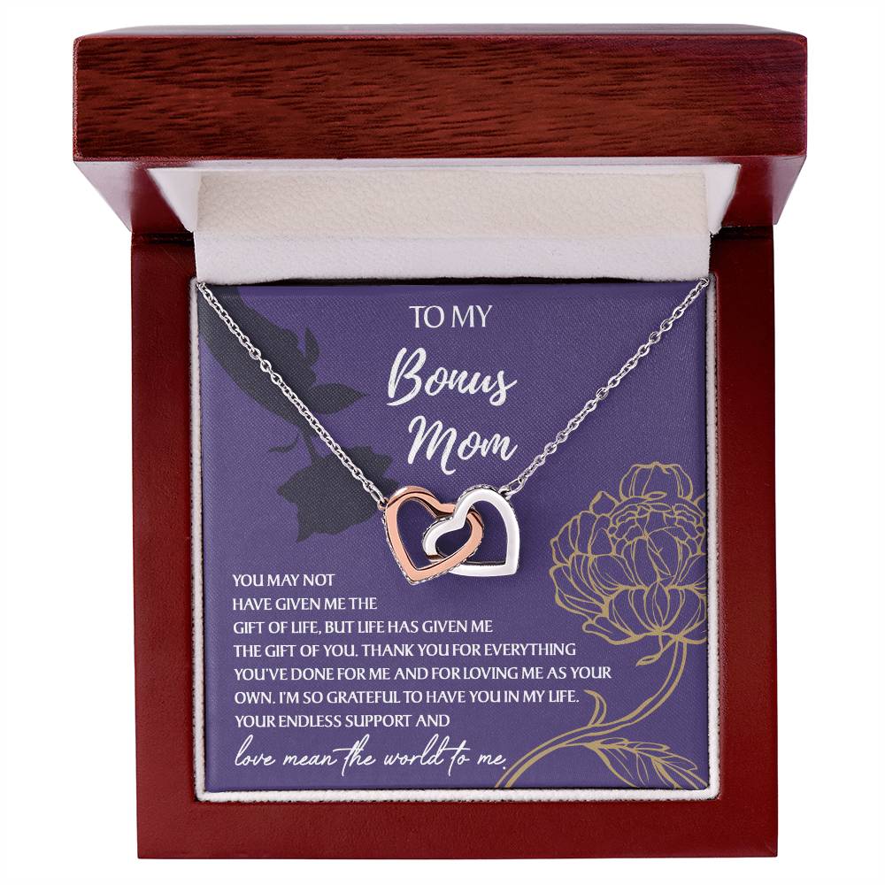 Endless support - Interlocking Hearts Necklace For Bonus Mom