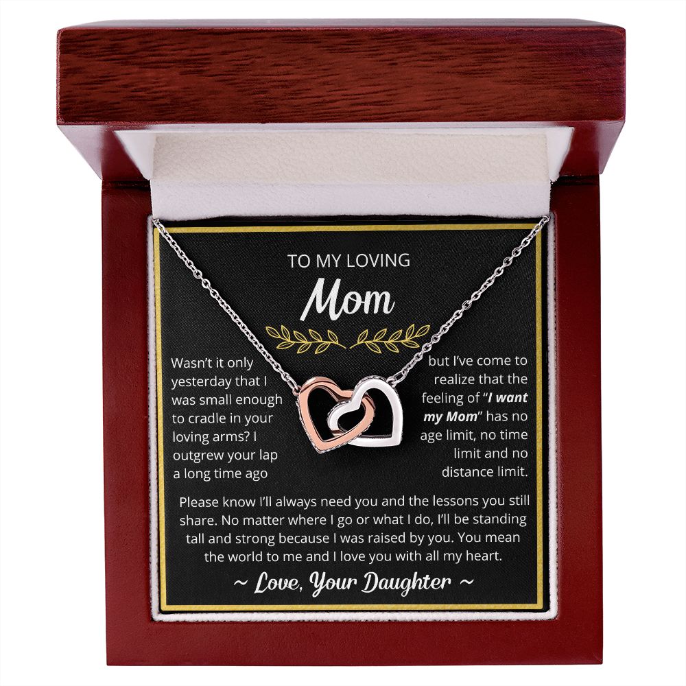 You Mean The World To Me - Interlocking Hearts Necklace For Mom