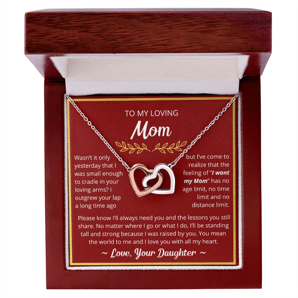 You Mean The World To Me - Interlocking Hearts Necklace For Mom