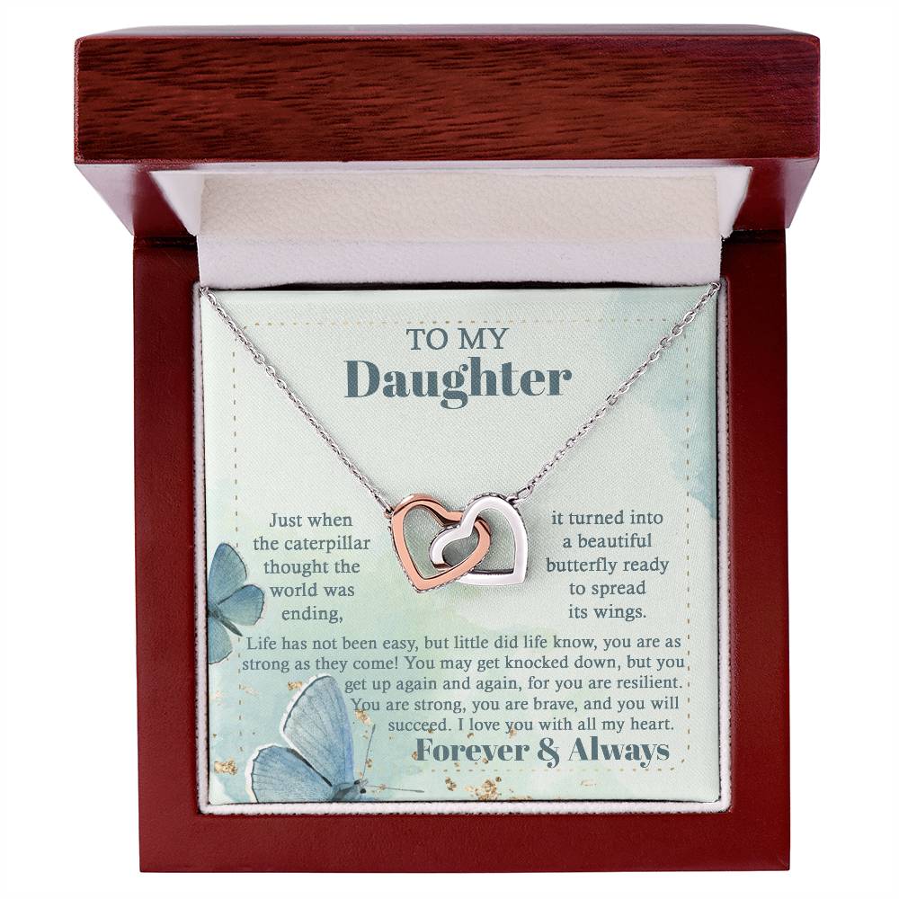 Beautiful Butterfly - Interlocking Hearts Necklace For Daughter