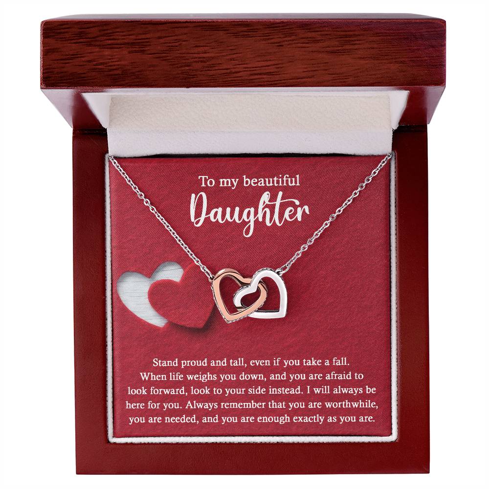 Stand Proud And Tall - Interlocking Hearts Necklace For Daughter