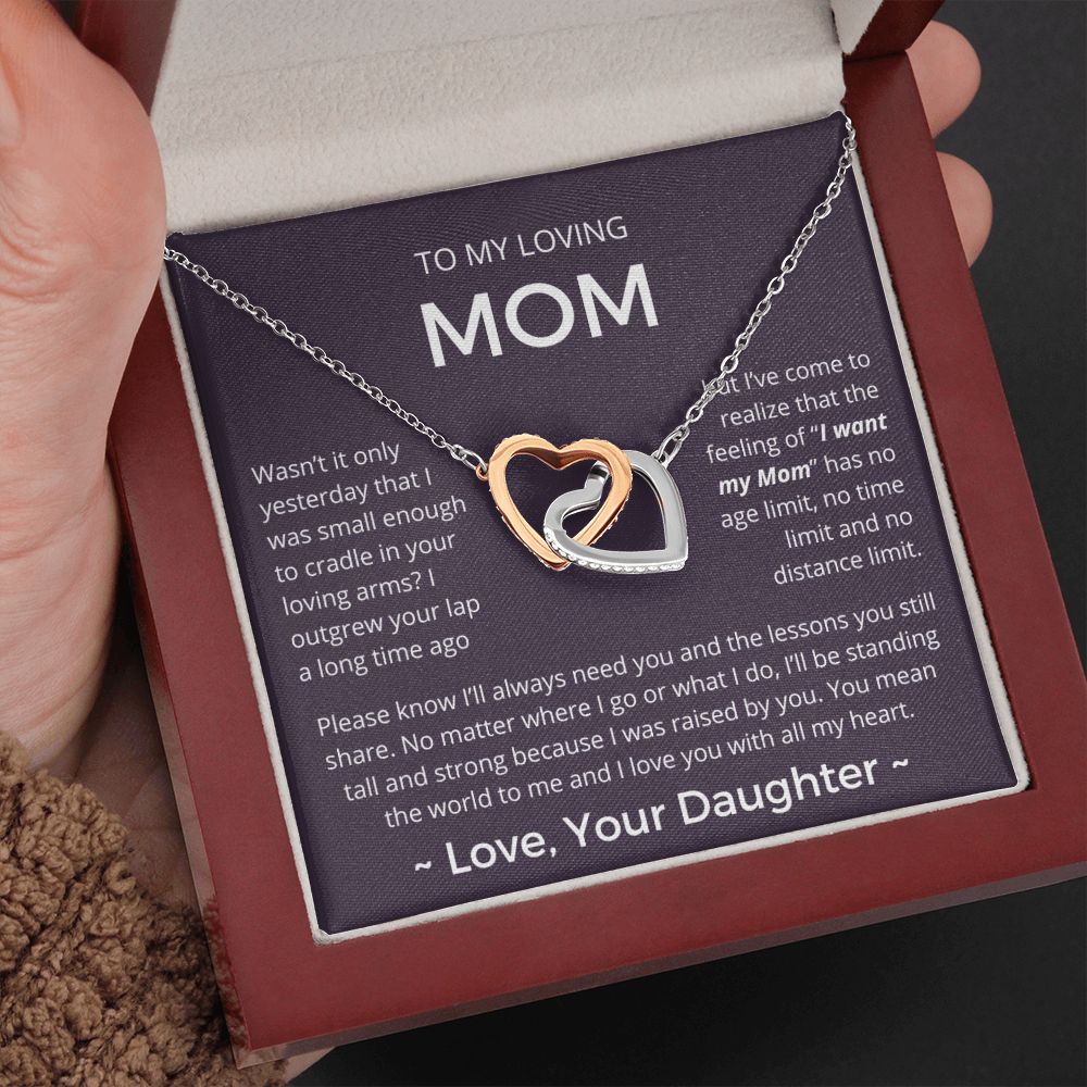 You Mean The World To Me - Interlocking Hearts Necklace For Mom