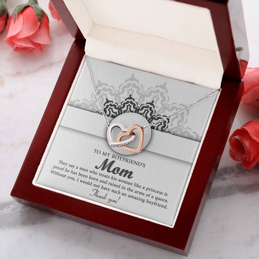 In The Arms Of A Queen - Interlocking Hearts Necklace For Boyfriend's Mom