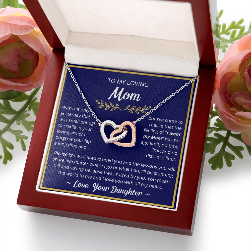 You Mean The World To Me - Interlocking Hearts Necklace For Mom