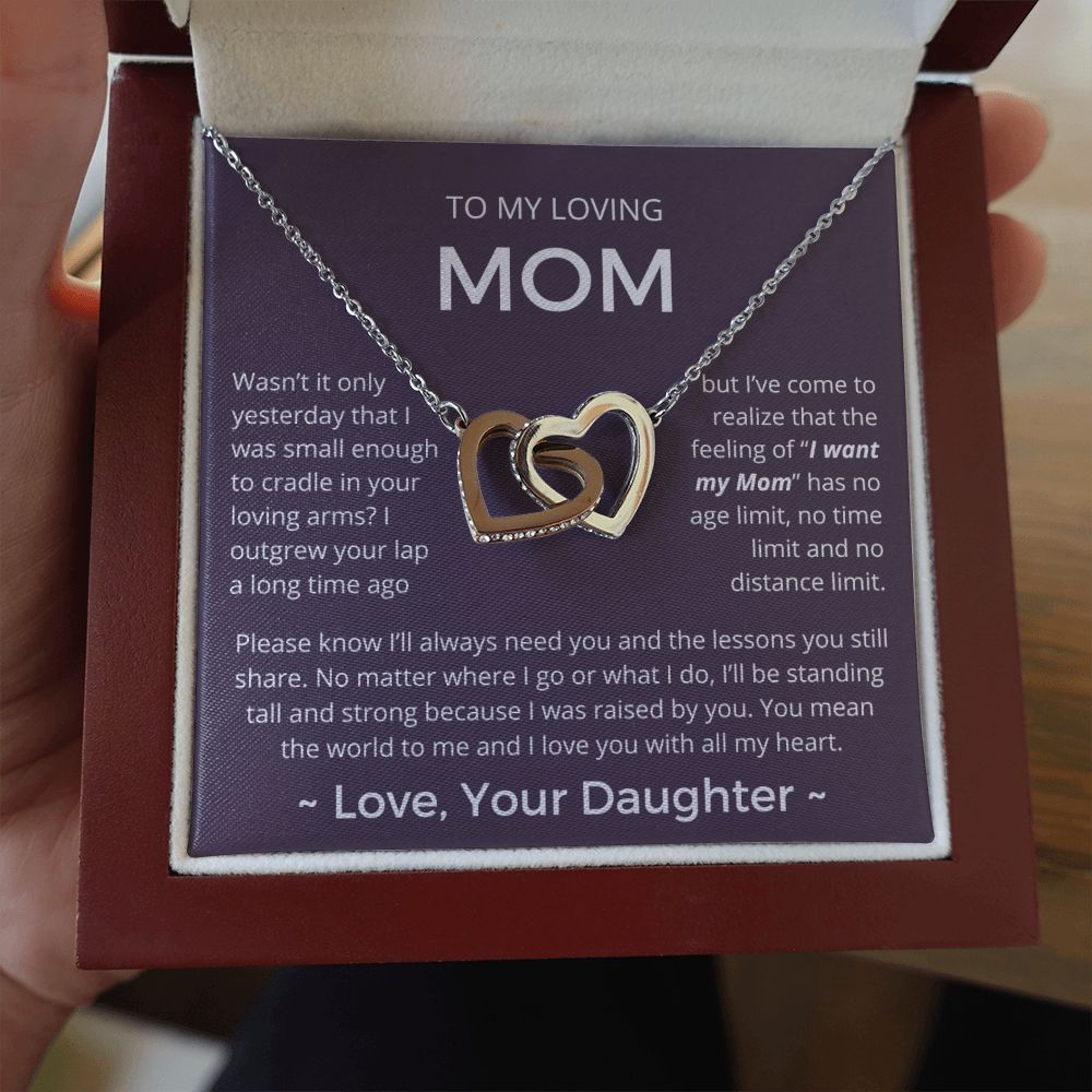 You Mean The World To Me - Interlocking Hearts Necklace For Mom