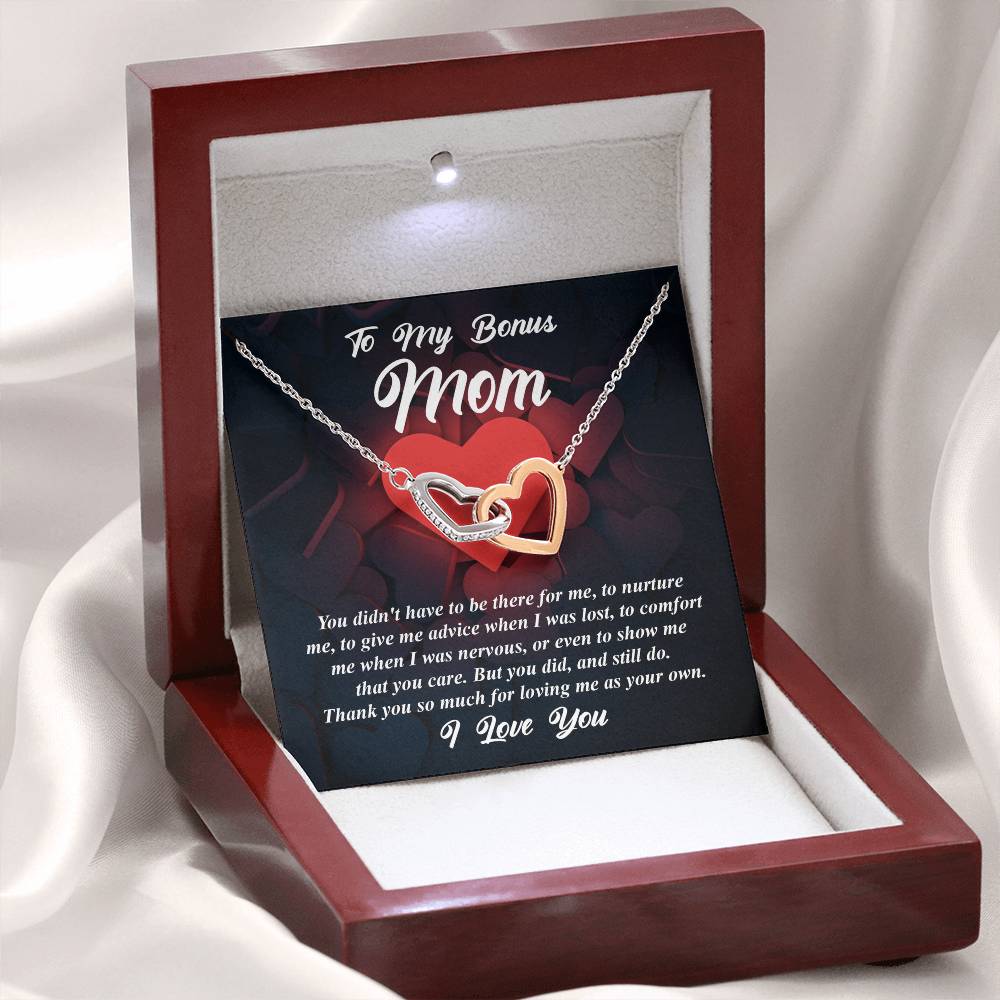 For Loving Me As Your Own - Interlocking Hearts Necklace For Bonus Mom