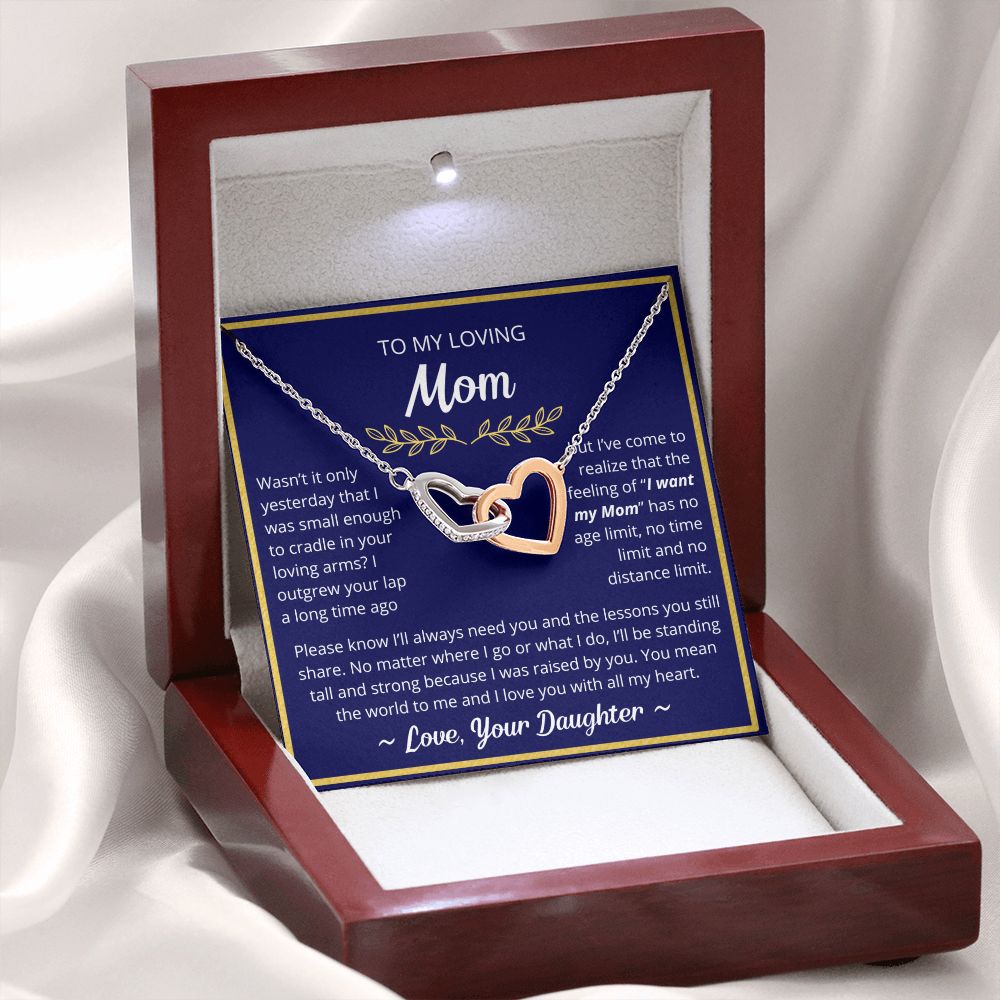 You Mean The World To Me - Interlocking Hearts Necklace For Mom