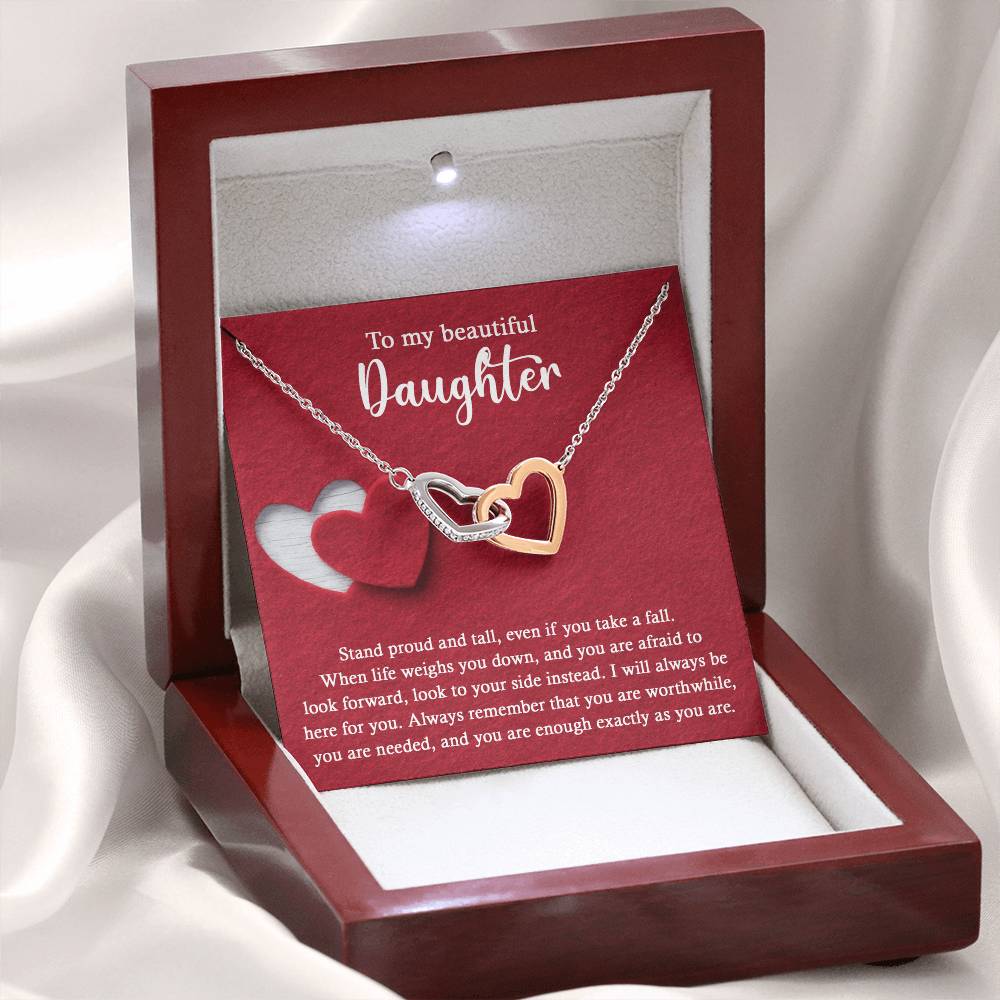 Stand Proud And Tall - Interlocking Hearts Necklace For Daughter
