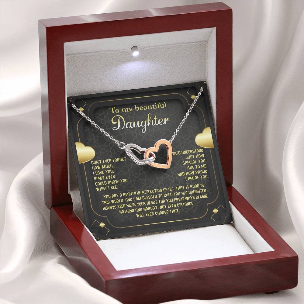 Beautiful Reflection - Interlocking Hearts Necklace For Daughter