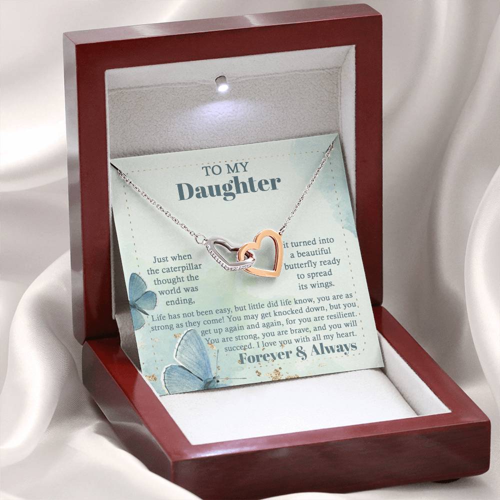 Beautiful Butterfly - Interlocking Hearts Necklace For Daughter