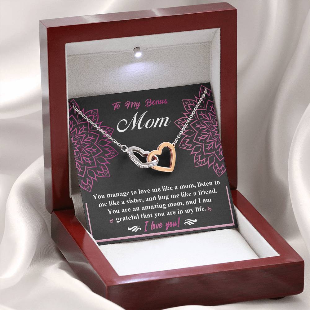 To Love Me Like A Mom - Interlocking Hearts Necklace For Bonus Mom