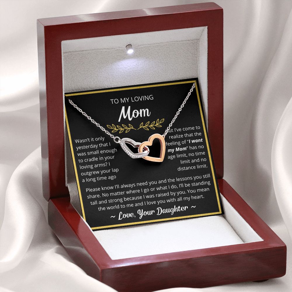 You Mean The World To Me - Interlocking Hearts Necklace For Mom