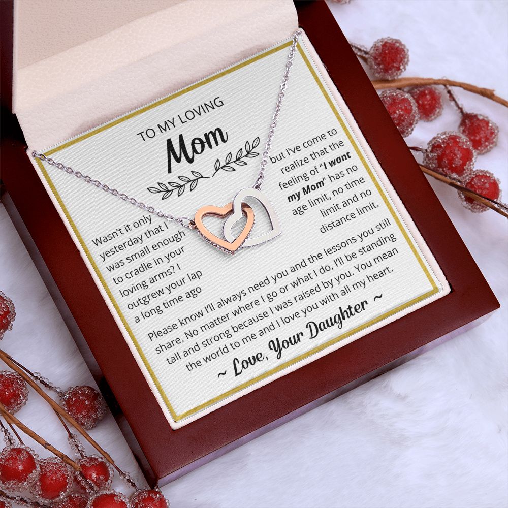 You Mean The World To Me - Interlocking Hearts Necklace For Mom