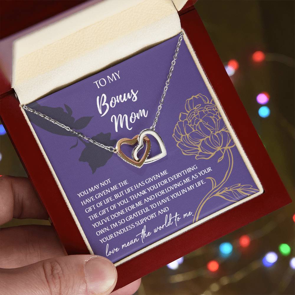 Endless support - Interlocking Hearts Necklace For Bonus Mom