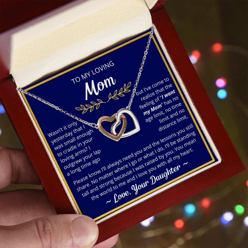 You Mean The World To Me - Interlocking Hearts Necklace For Mom
