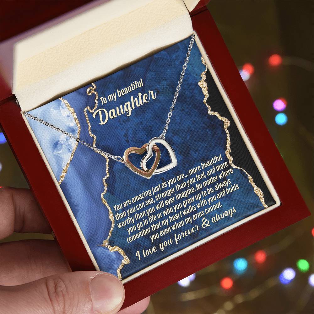 Amazing Just As You Are - Interlocking Hearts Necklace For Daughter