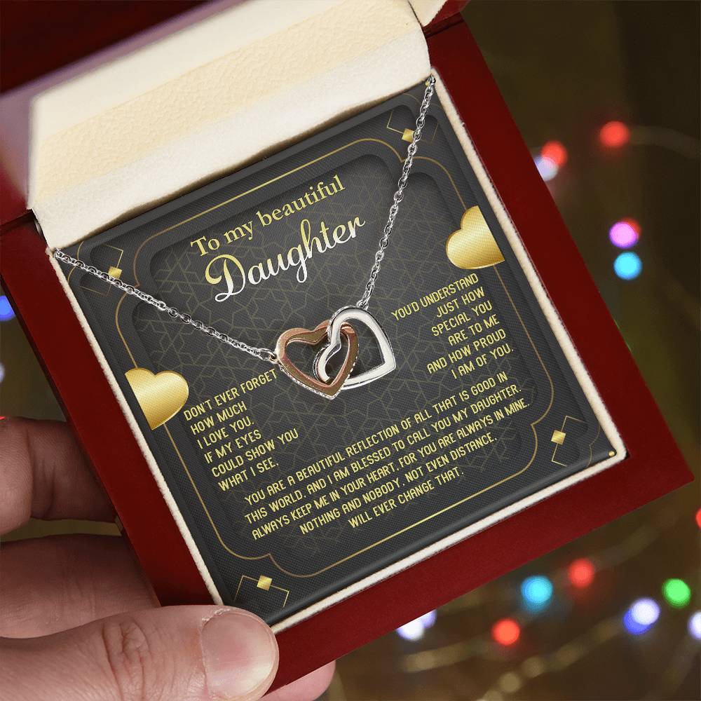 Beautiful Reflection - Interlocking Hearts Necklace For Daughter
