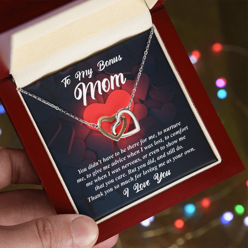 For Loving Me As Your Own - Interlocking Hearts Necklace For Bonus Mom