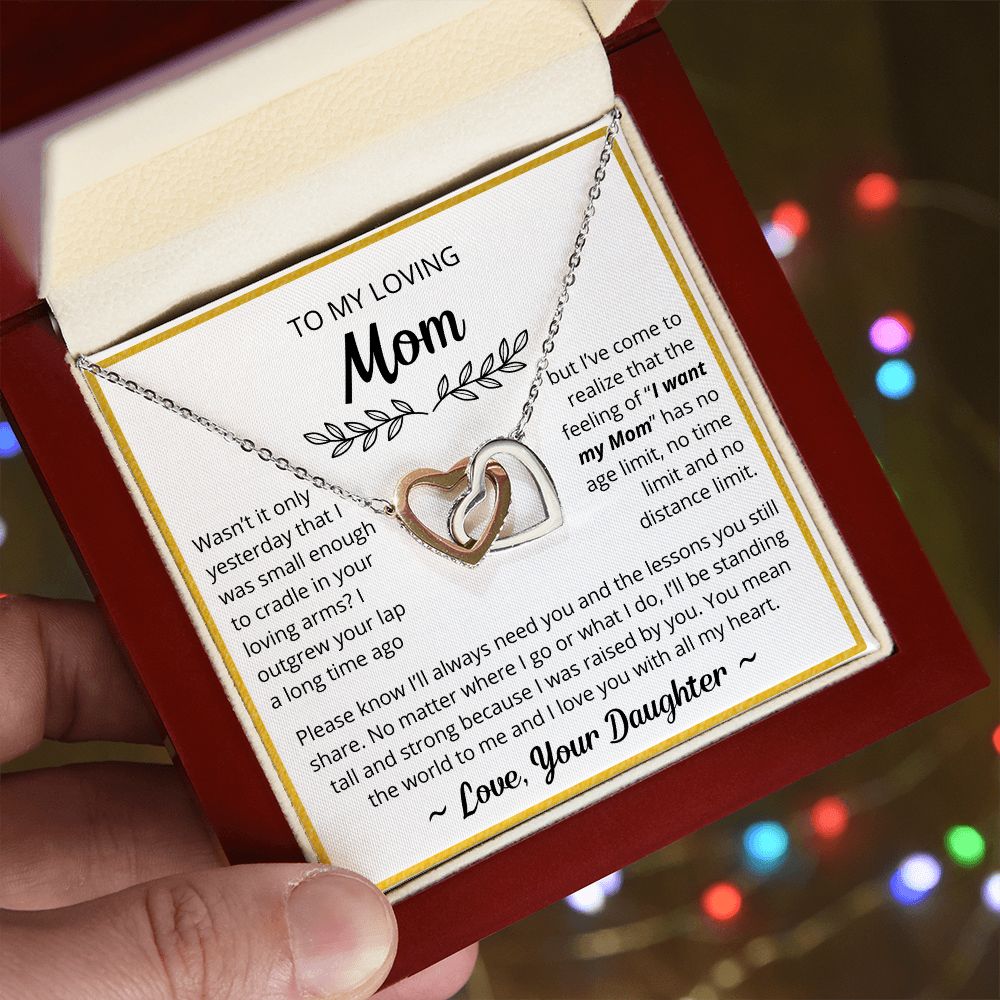 You Mean The World To Me - Interlocking Hearts Necklace For Mom