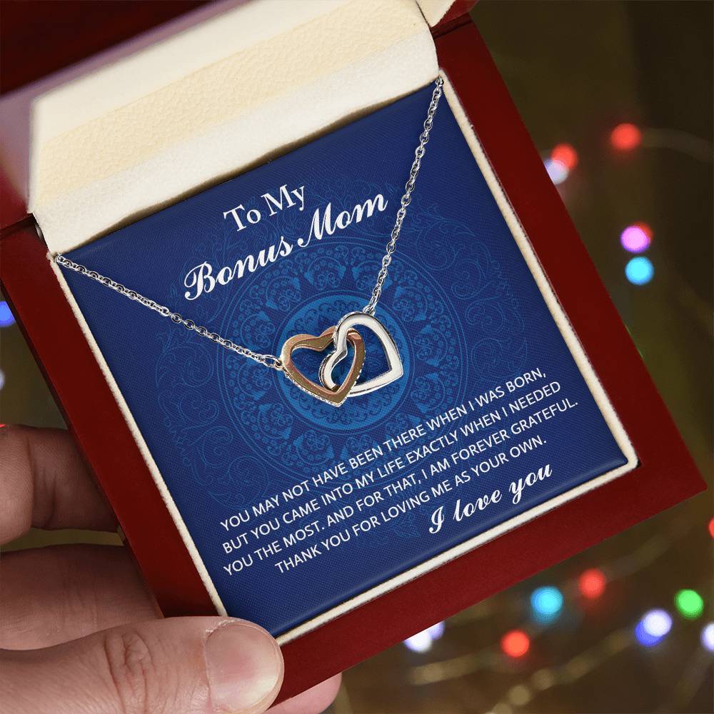 Exactly When I Needed You - Interlocking Hearts Necklace For Bonus Mom