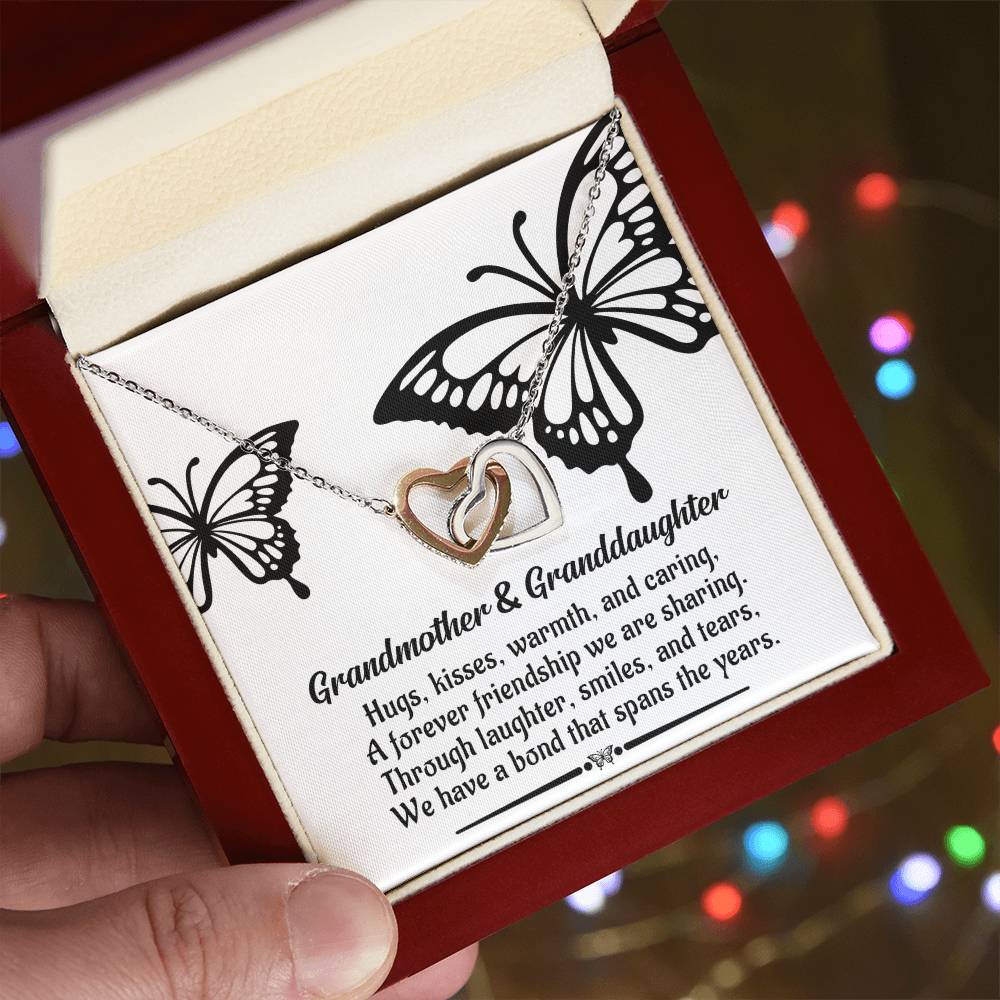 A Bond That Spans The Years - Interlocking Hearts Necklace For Grandma