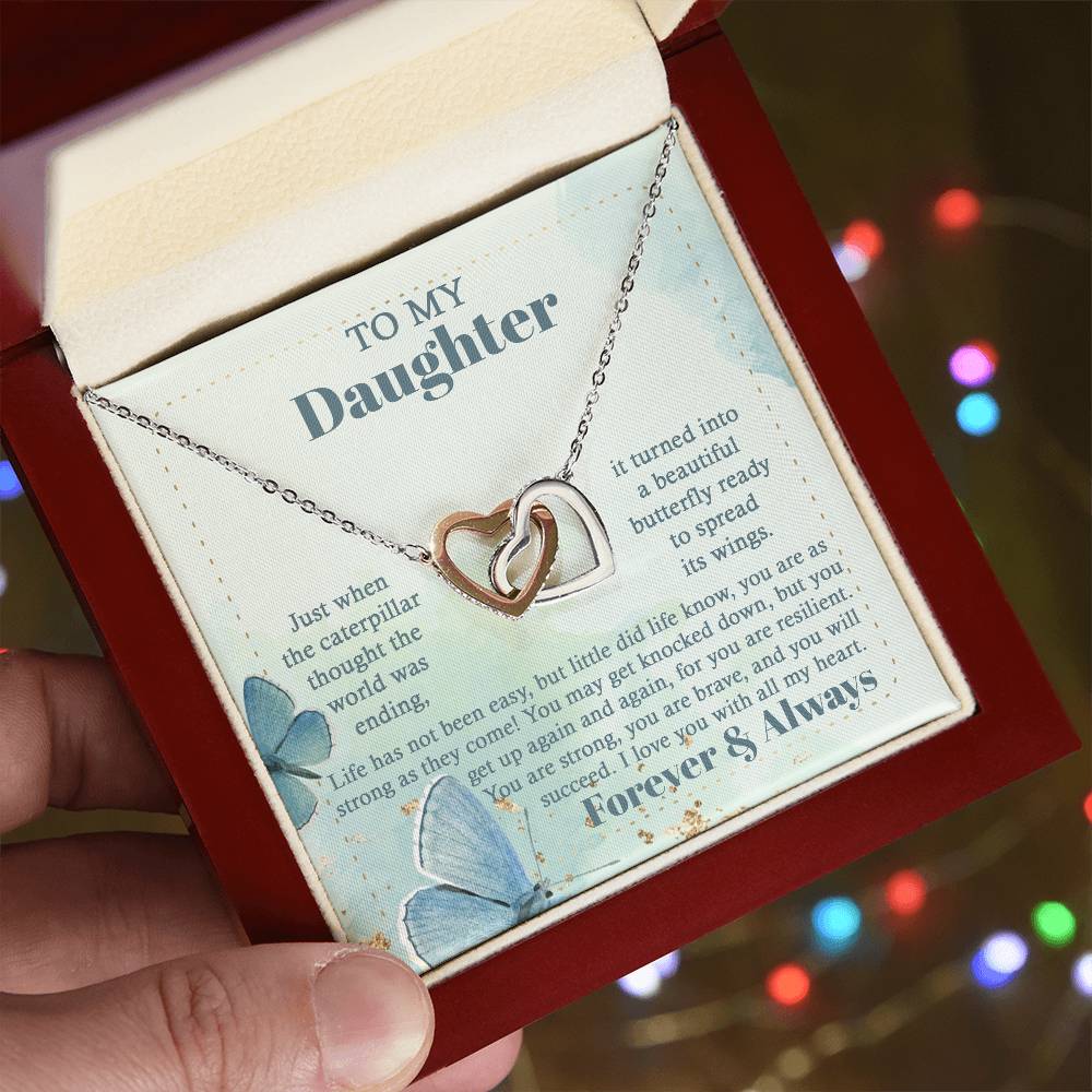 Beautiful Butterfly - Interlocking Hearts Necklace For Daughter