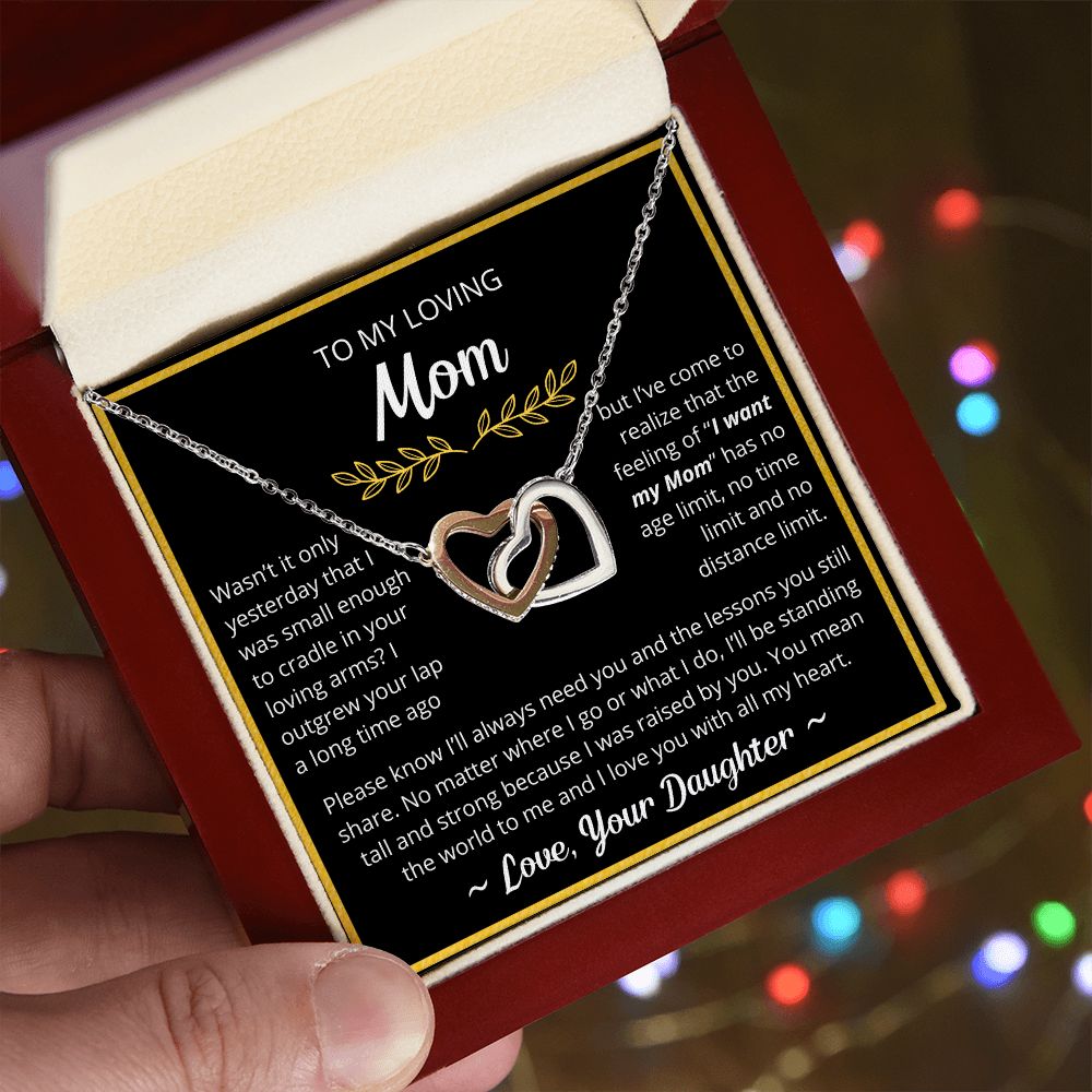 You Mean The World To Me - Interlocking Hearts Necklace For Mom