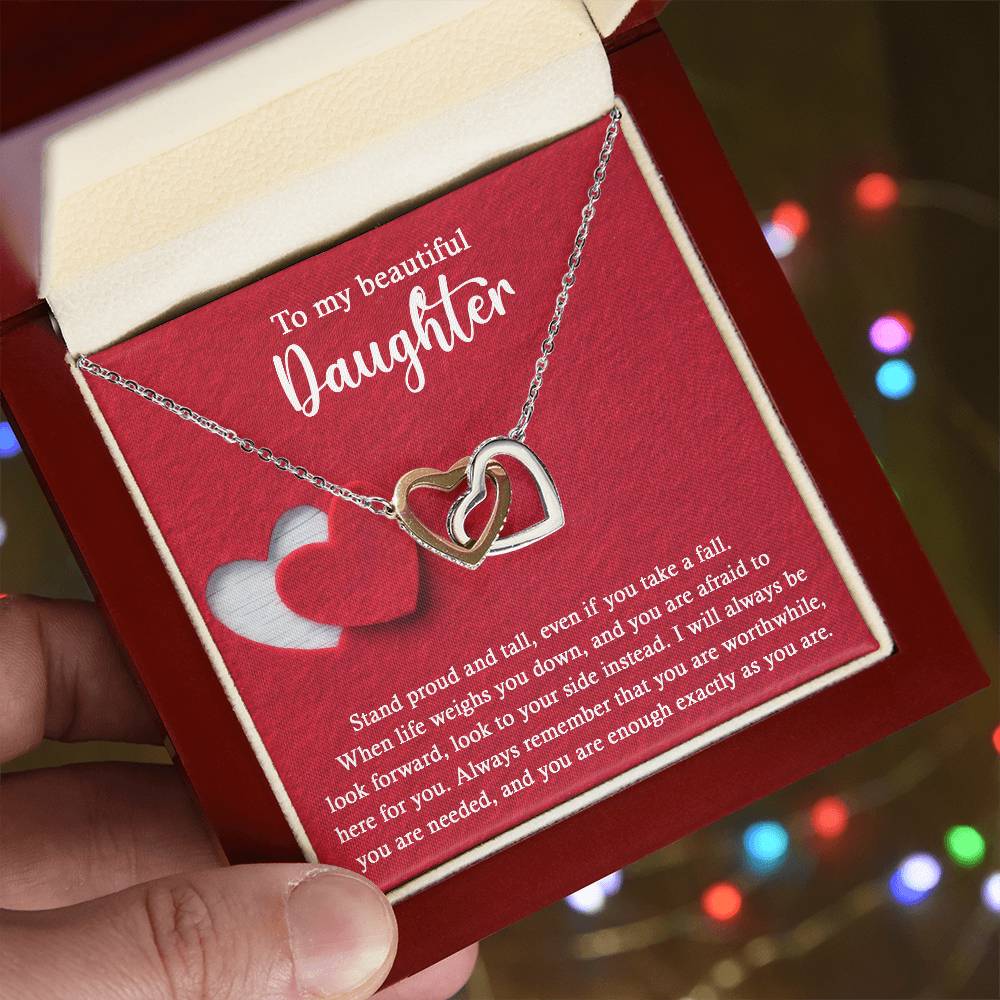 Stand Proud And Tall - Interlocking Hearts Necklace For Daughter