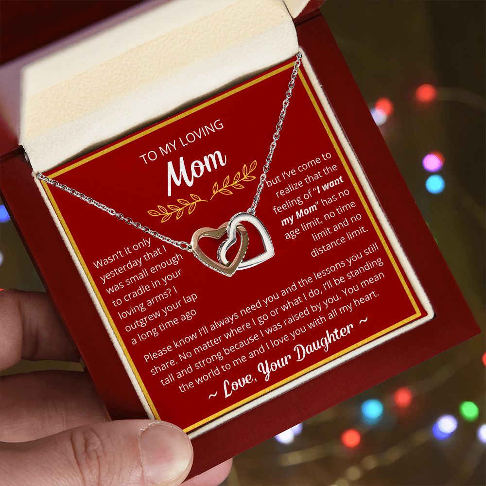 You Mean The World To Me - Interlocking Hearts Necklace For Mom