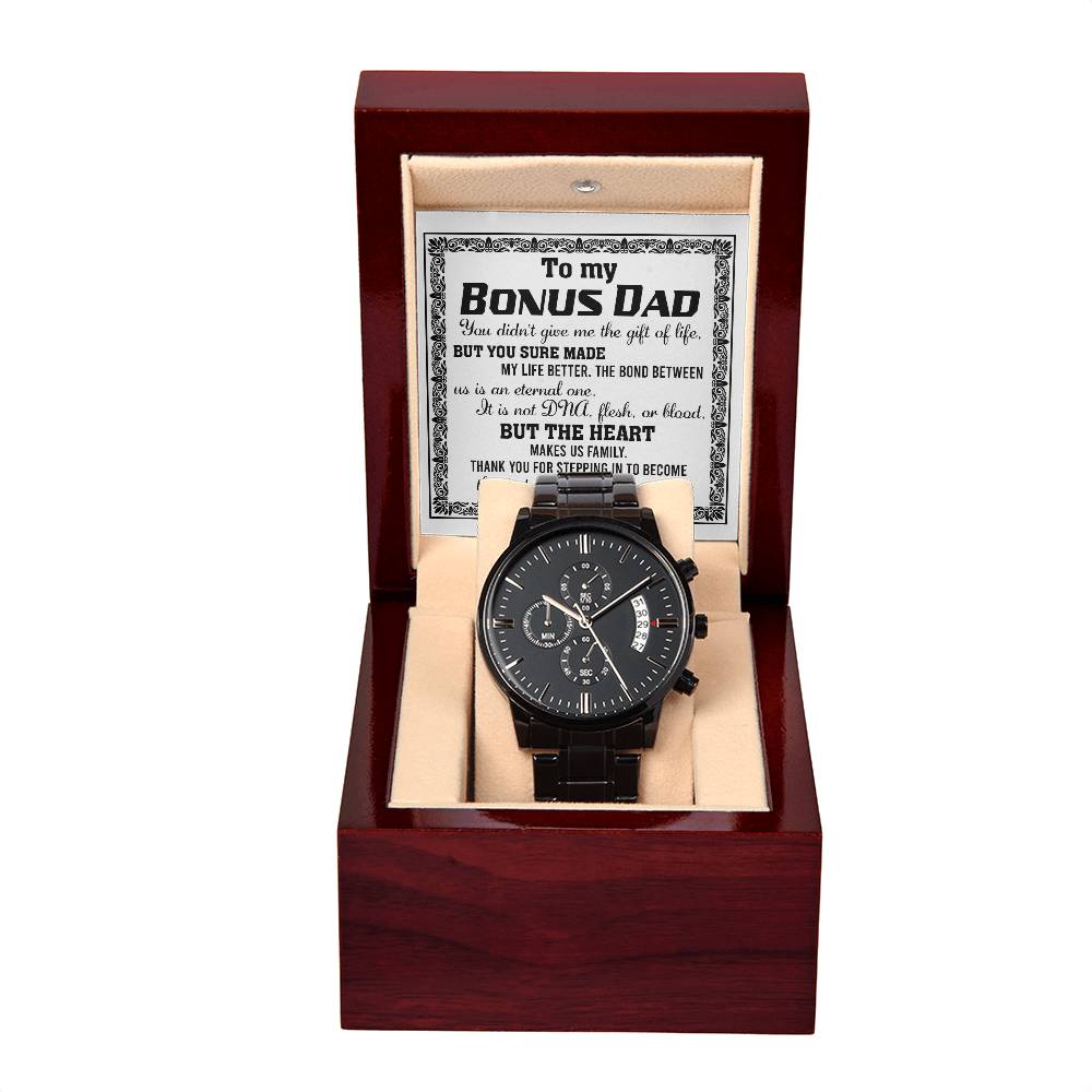 Thank You For Stepping In - Black Chronograph Watch For Bonus Dad