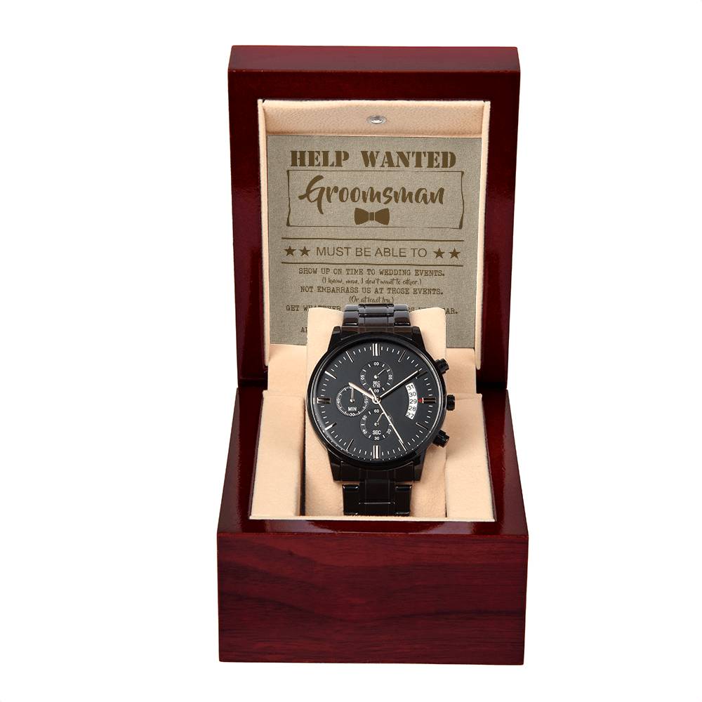 Help Wanted - Black Chronograph Watch For Groomsman