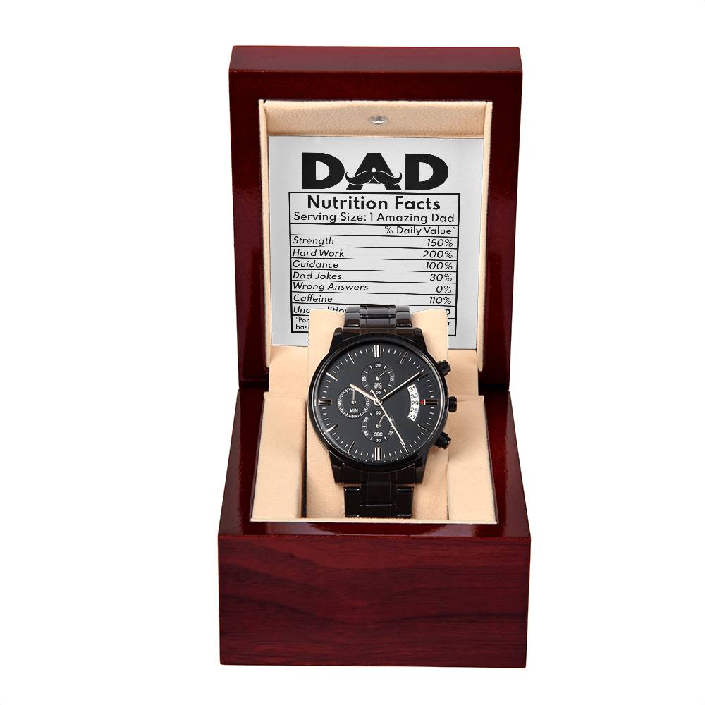 Nutrition Facts - Black Chronograph Watch For Dad