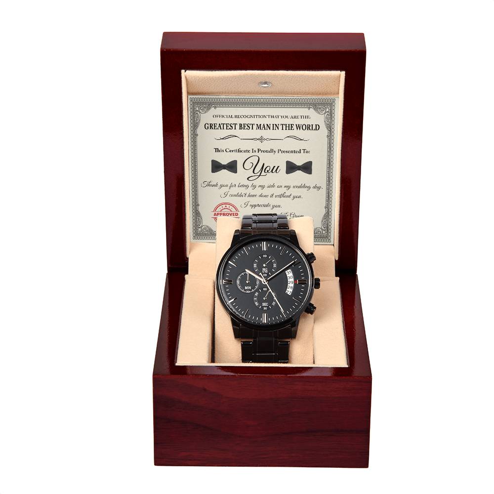 Greatest Best Man - Black Chronograph Watch For Best Man