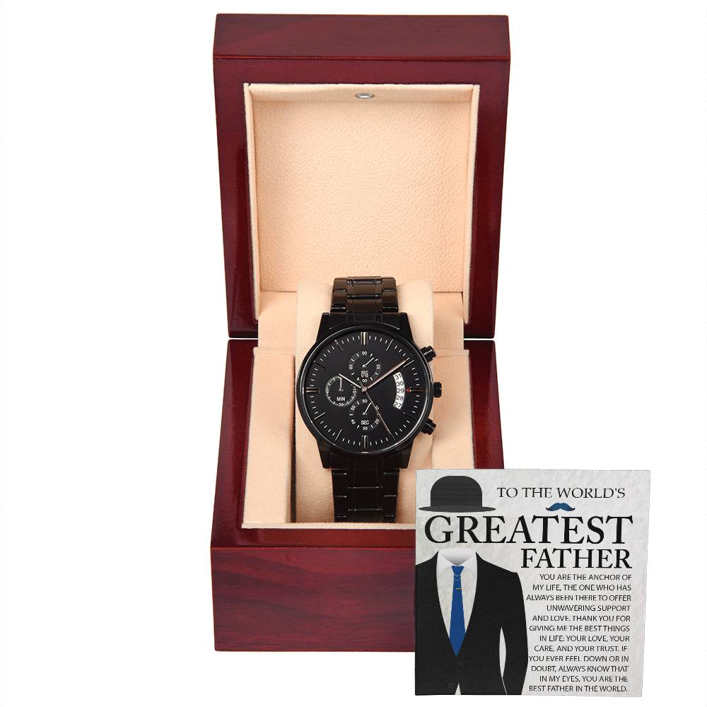 Anchor Of My Life - Black Chronograph Watch For Dad