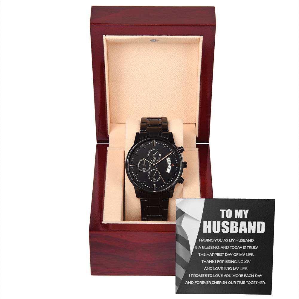 Our Time Together - Black Chronograph Watch For Husband