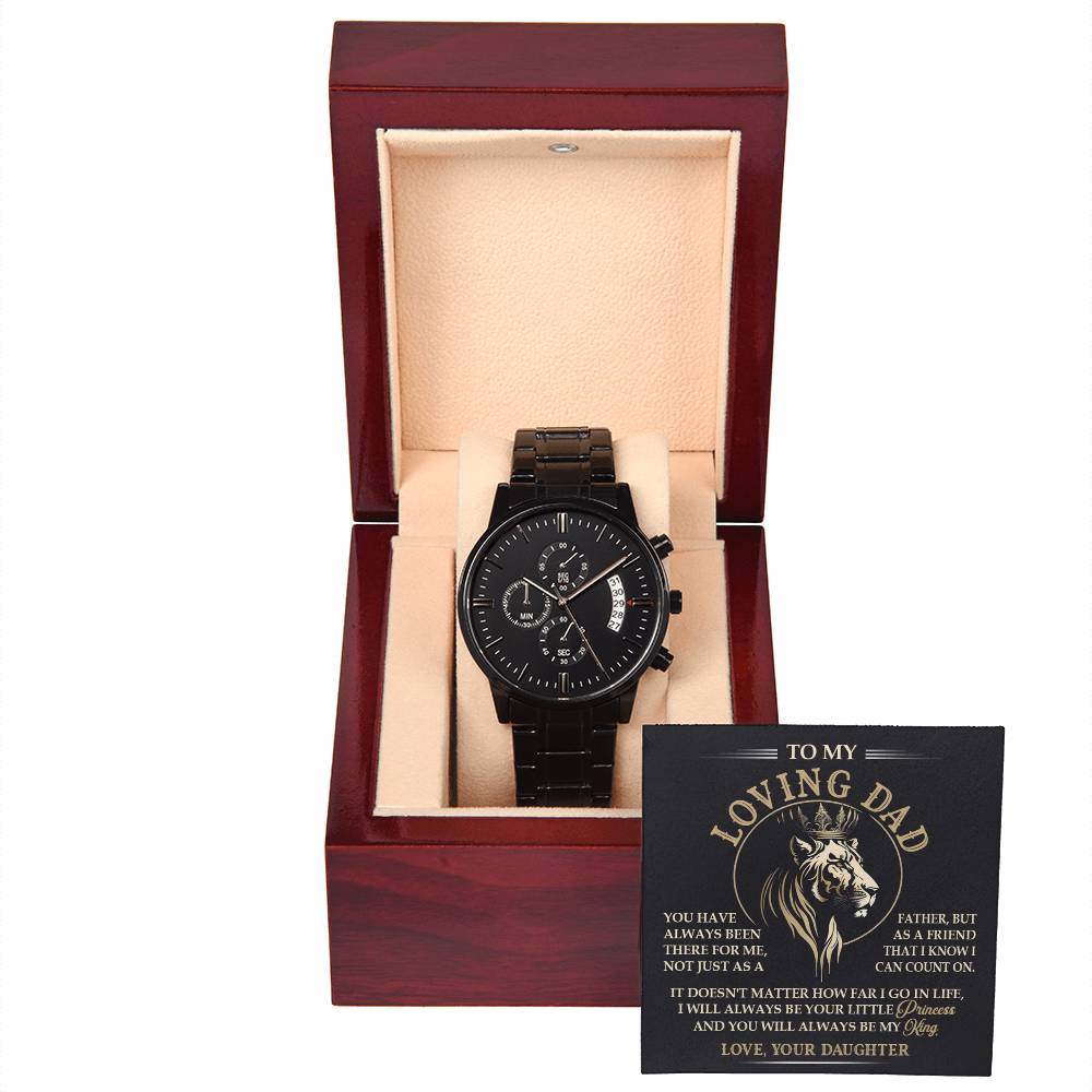 Always Your Little Princess - Black Chronograph Watch For Dad