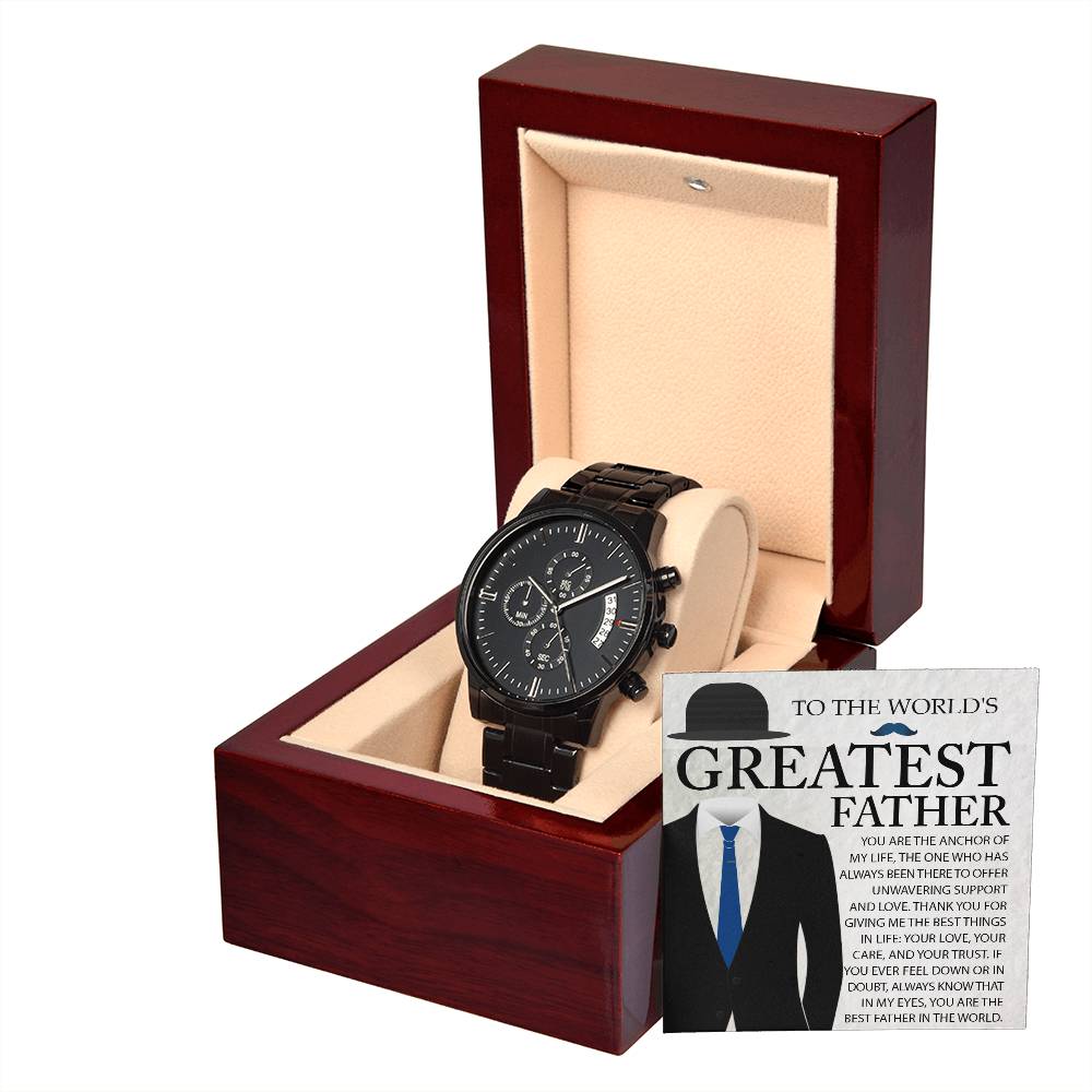 Anchor Of My Life - Black Chronograph Watch For Dad