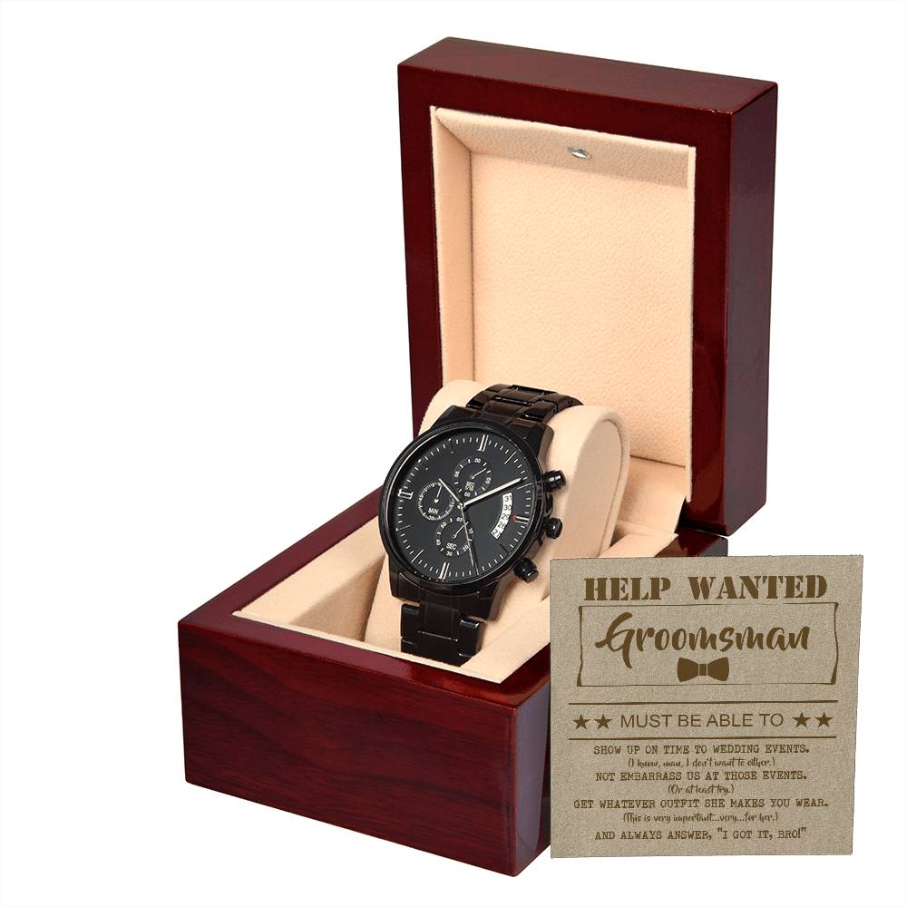 Help Wanted - Black Chronograph Watch For Groomsman