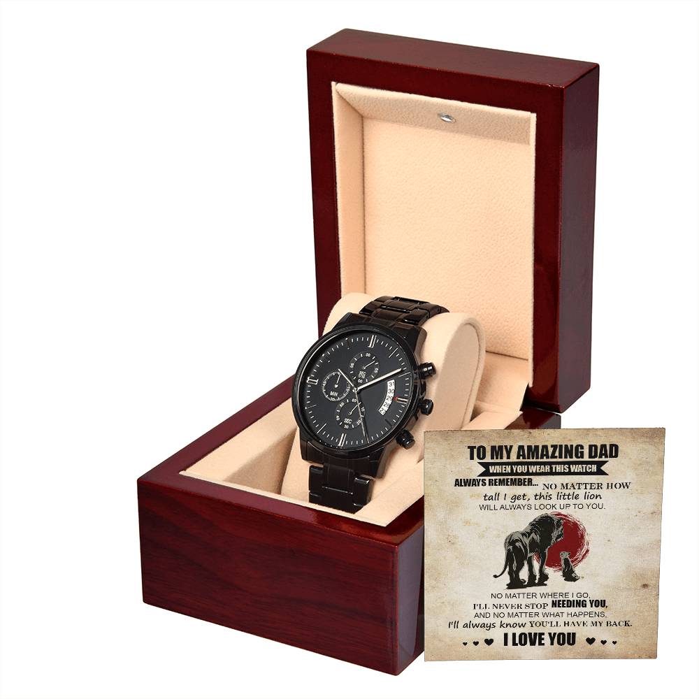 This Little Lion - Black Chronograph Watch For Dad